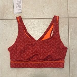 Lacoste Red and Orange Sports Bra and Biker Shorts